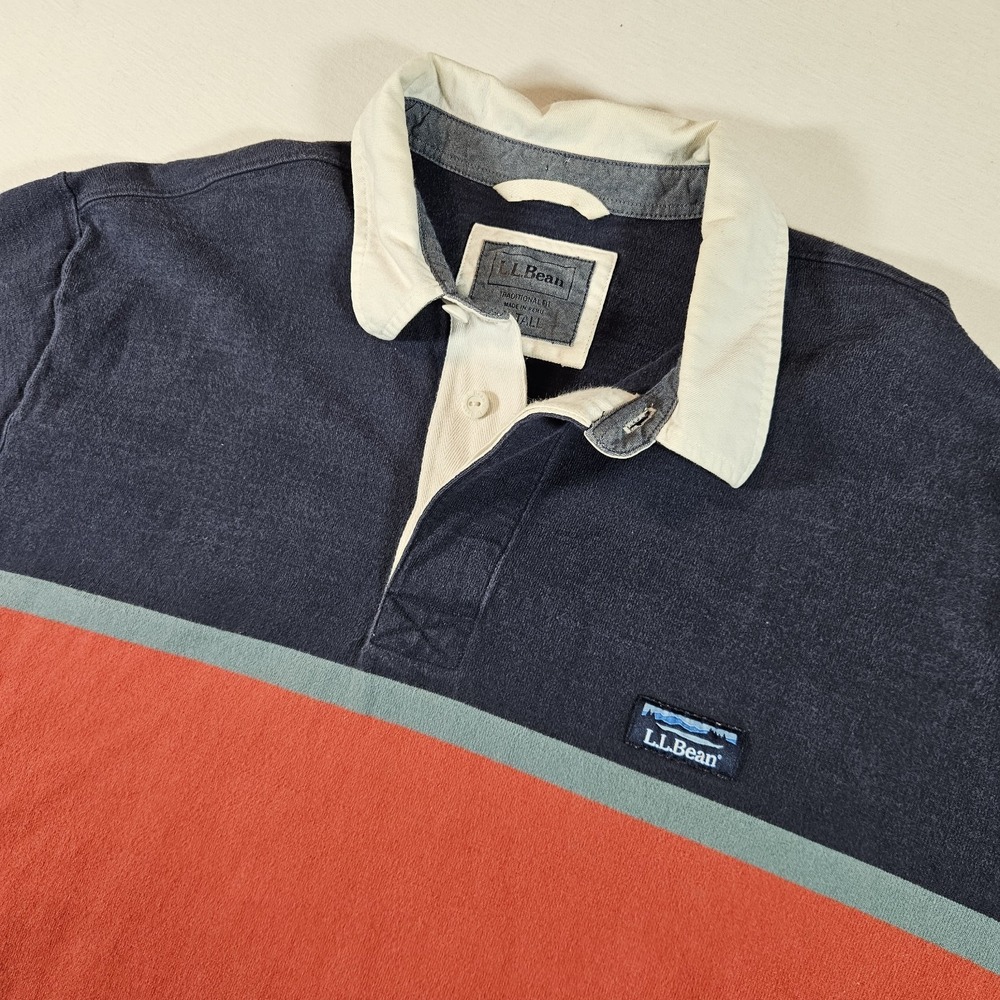 Vintage LL Bean Rugby Shirt Men's Size XL Tall Long Sleeve Polo Y2K Preppy